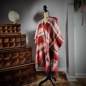 INC International Concept Fringe Plaid Open-Front Cardigan